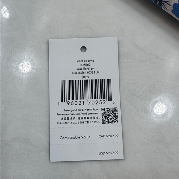 Kate Spade Wallet Crossbody Vase Floral Print Blue and White w/ Removable strap - Picture 8 of 9